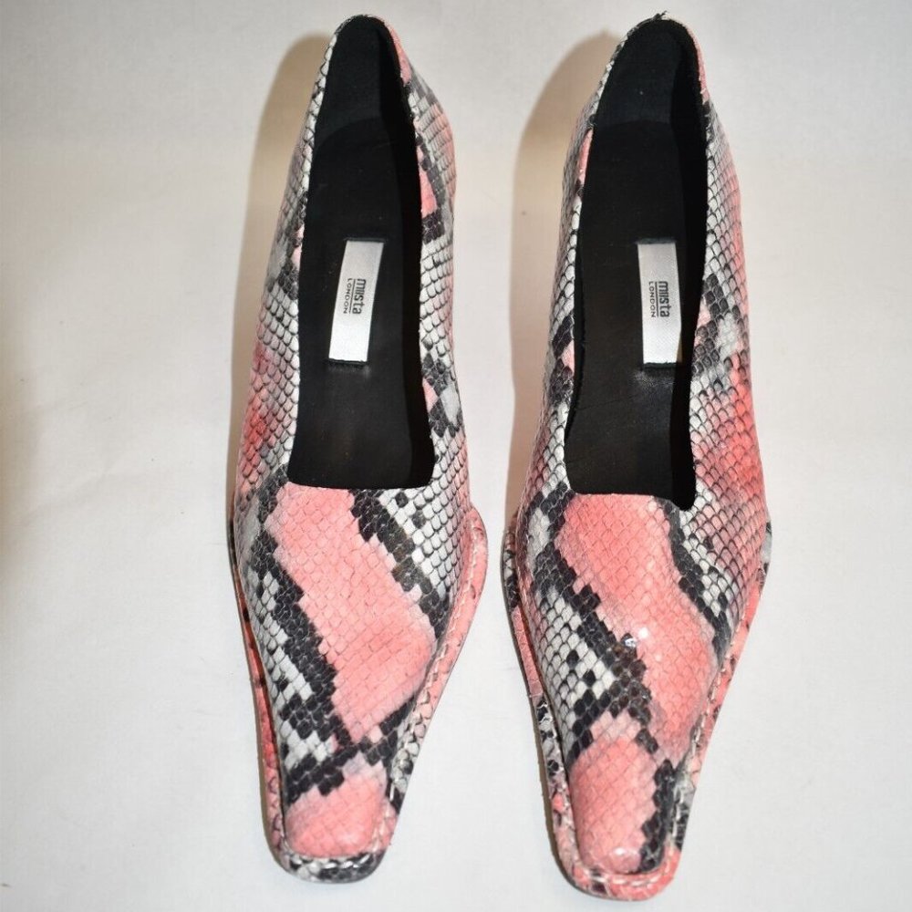 MIISTA Seren PINK Snake-effect Leather Pumps SQUARE TOE 39 (ME9) originally $380